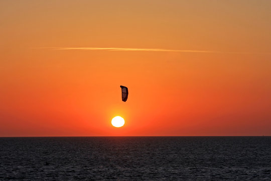 kitesufer at sunset