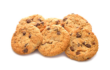 Chocolate chip cookies Isolated on white background