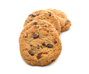 Chocolate chip cookies Isolated on white background