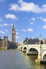 Fototapeta na wymiar Big Ben i Westminster Bridge, Londyn, UK