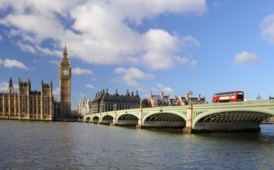 Fototapeta na wymiar Westminster Bridge with Big Ben, London, UK