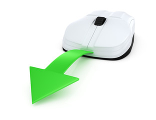 computer mouse with green arrow