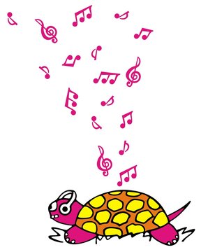 Turtle listening music