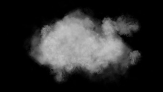 Cloud, isolated on black background, loop