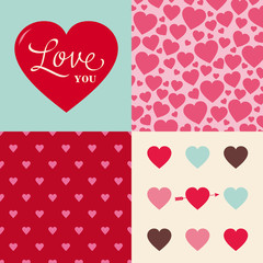 set of wedding valentine heart pattern background - 47934562