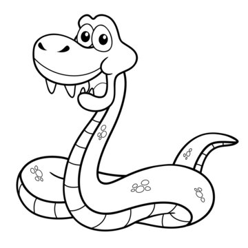 Illustration of Cartoon Snake - Coloring book