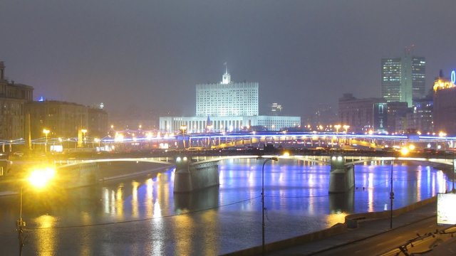 White house is well visible from Kievsky station in evening