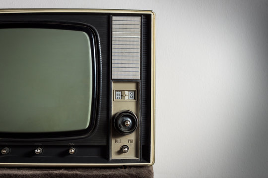 vintage television on white background