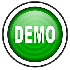 demo green glossy icon isolated on white background