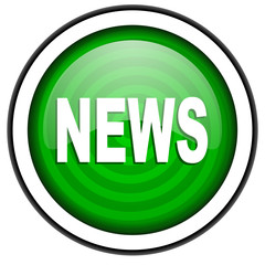 news green glossy icon isolated on white background