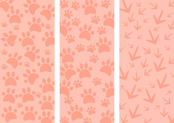 Animal tracks as three different background - illustration