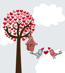 Cercles muraux Oiseaux en cages La Saint-Valentin