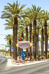 Gordijnen Welkomstbordje in het centrum van Las Vegas © travelview