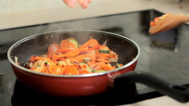 season vegetables in the pan