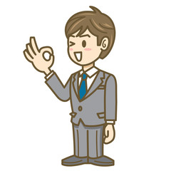 Obraz premium ビジネスマン 表情 全身 イラスト OK