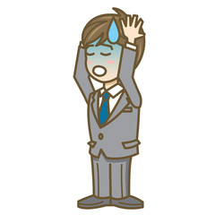 ビジネスマン　表情　全身　イラスト　絶望