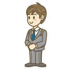 Obraz premium ビジネスマン 表情 全身 イラスト 起立