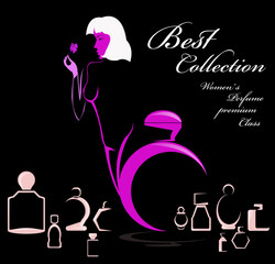 Woman perfume premium class.Abstract illustration.Vector