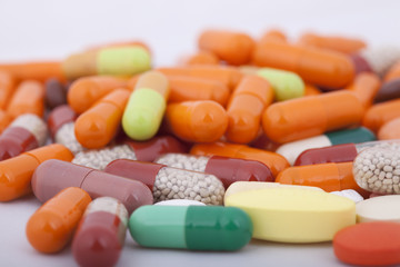 Pills and capsules macro shot