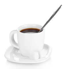 A cup of strong coffee isolated on white