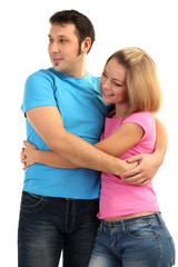 Loving couple isolated on white