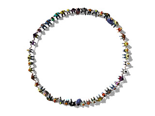Hand in hand, human chain forms a circle
