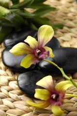 Spa background on woven bamboo pieces