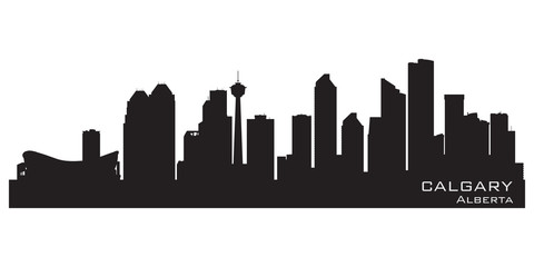 Calgary, Canada skyline. Detailed silhouette - obrazy, fototapety, plakaty