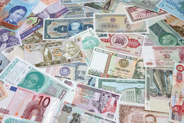 Money of the different countries.