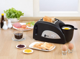 Multi purpose bread toaster with function for boiling and frying © venusangel
