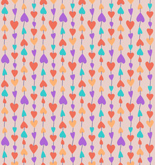 Colorful romantic hearts seamless pattern