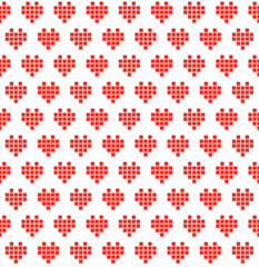 Fototapeta premium Pixel red heart pattern. Romantic background