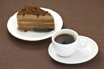 chocolate cake and coffee