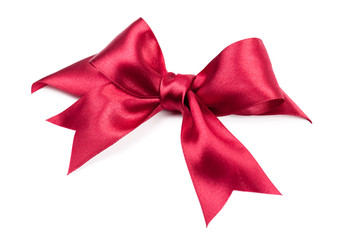 big red bow made from silk ribbon