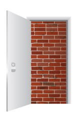 door and brick wall