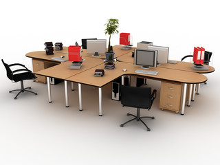 Fototapeta premium Workplace desks on white background №4