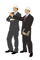 on the image are presented the engineer on a white background