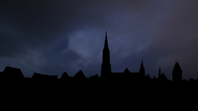 Germany Ulm Minster night storm