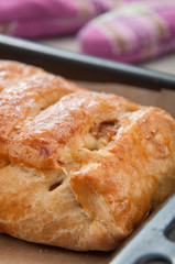 Strudel cakes on baking pan