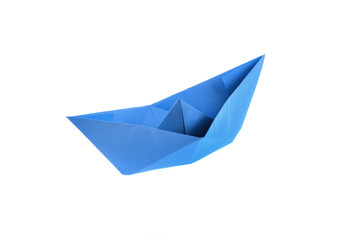 Blue origami boat