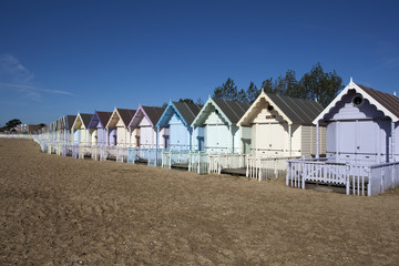 Fototapeta na wymiar Beach Huts, West Mersea, Essex, Anglia