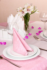 Elegant table setting in restaurant