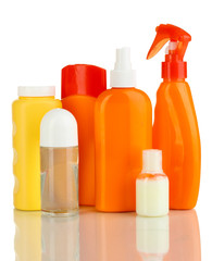 A lot of different cosmetic products for personal care isolated
