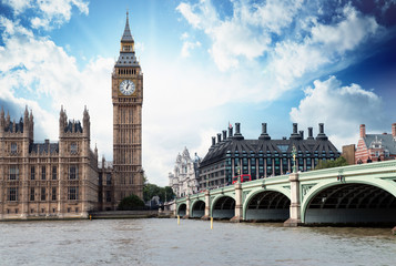 Naklejka premium Big Ben, Parlament i Most Westminsterski w