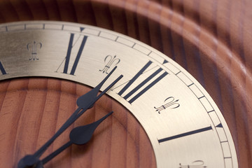 Wooden Clock with Roman Numerals