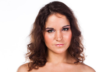 Fototapeta premium Young and beautiful woman on a white background isolated