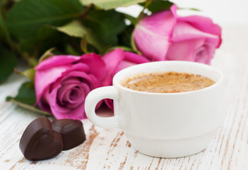 Coffee and roses