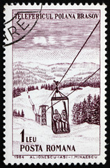Postage stamp Romania 1964 Ski Lift, Polana Brasov © laufer