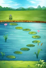 Foto op Plexiglas Onderwaterwereld Een kikker en een meer