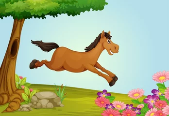 Poster de jardin Ferme Un cheval qui saute